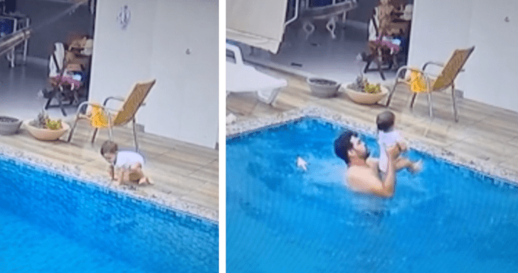 Dad Saves Baby From Drowning In The Pool