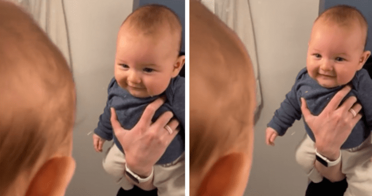 Curious Toddler Sees Himself In The Mirror For The First Time