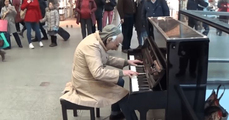 Masked And Mysterious Old Man Plays Public Piano