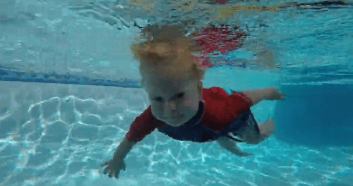 Two-Year-Old Boy Skillfully Swims On His Own