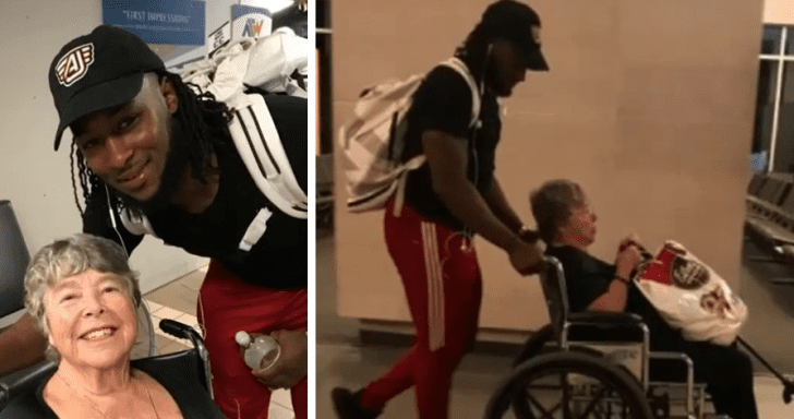 Famous NFL Player Helps Grandma In Wheelchair