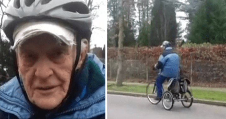 95-Year-Old Man Bikes For Two Hours Every Day To Visit Wife In Hospice