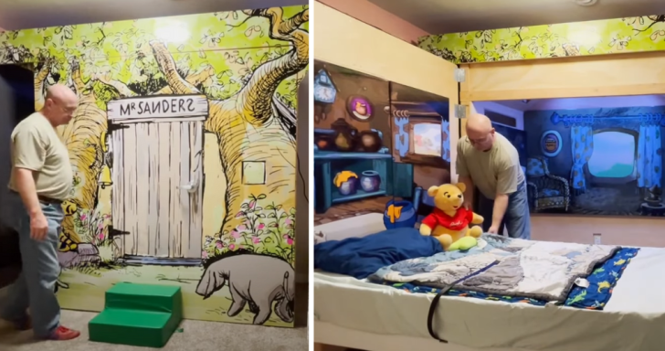 Thoughtful Grandpa Builds Winnie-the-Pooh Inspired Safety Bed For Grandson With ...