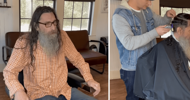 Homeless Man Completely Transforms After Getting First Haircut In Six Years