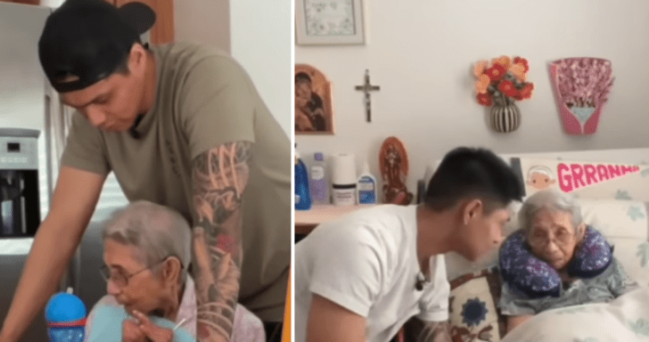 Sweet Grandson Takes On The Responsibility Of Taking Care Of His Grandma Full-Ti...