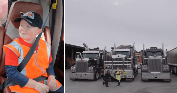 Lonely Boy Gets Surprised By 65 Trucks For His 8th Birthday