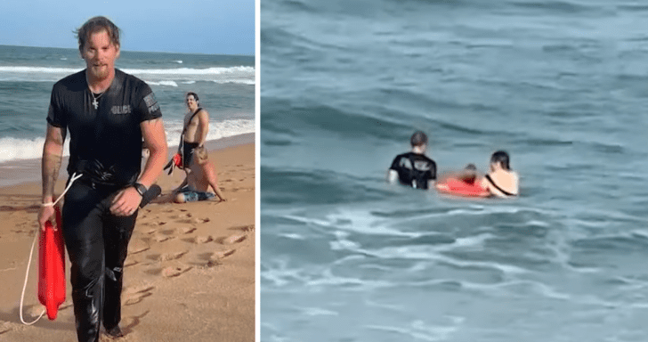 Watchful Cop Jumps Into The Ocean To Save Drowning Swimmers